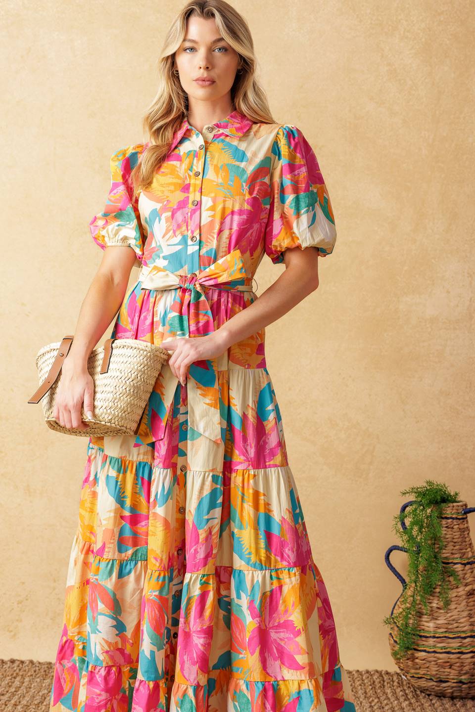 SWEET SOIREE WOVEN MIDI DRESS Flying Tomato